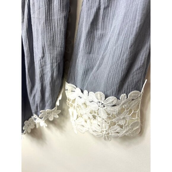 Nude blue floral‎ lace trim romper women’s small festival boho - Picture 9 of 10